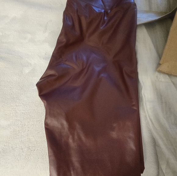 AUSIMIAR Women's Stretchy Faux Leather Fit  Wet Look Leggings Pants. Sexy High - Picture 6 of 8